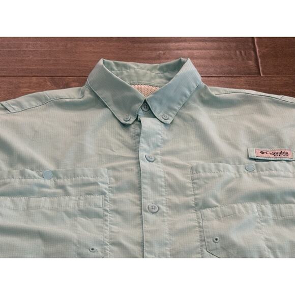 Columbia PFG Mens Green Omni-Shade Vented Short Sleeve Shirt Size L FM7266 - Picture 4 of 9